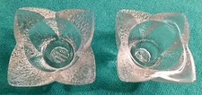 VTG Avon Candle Holder 1980 Presidents Celebration Bubble Faceted Set of 2 picture
