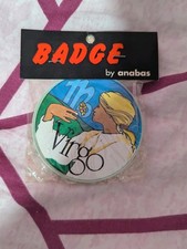 Vintage 1970s Anabas Virgo Astrological Badge Pin Sealed Deadstock Zodiac Sign picture