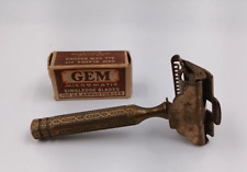Vintage Gem 1912 Single Edge Safety Razor Ornate Cable Design Handle w/Empty Box picture