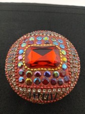 BEJEWELED Red Stone Seed & Bugle beads trinket box picture