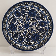 Vintage Hand Painted Blue White Ceramic Porcelain Plate Decorative Wall Hanging picture