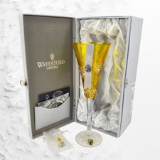 WATERFORD CRYSTAL SNOWFLAKE WISHES PEACE AMBER CHAMPAGNE FLUTE W/CHARM 2014 picture