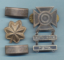 Vintage Sterling WWII LOT Lieutenants Bars, Marksmen, Major Pin, 32 Grams picture