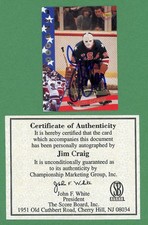 Jim Craig Miracle On Ice 1980 USA Olympic Gold Hockey Signed Card E29239 picture
