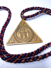 Vtg Odd Fellows IOOF Ceremonial 2 Sided Brass Pendant Original 30