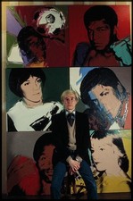 Photo:Andy Warhol 1970s Portrait with Pop Art Paintings picture