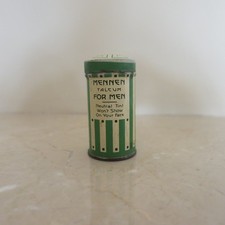 Vintage Mennen Talcum Powder For Men Tin Green & Off White Stripes picture