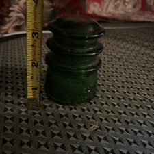 Pair Vintage Emerald Green Brookfield Glass Insulators picture