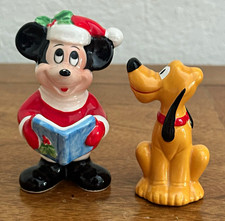 DISNEY Mickey Mouse & Pluto Christmas Figurine Set Santa Hat Reading Book 3
