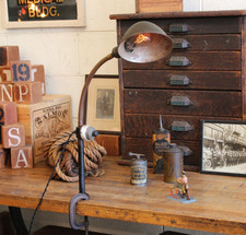 Early Antique Industrial Gooseneck Desk Lamp Task Light Factory Hubbell Perkins picture