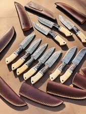 LOT OF 20PCS, 8'' HAND FORGED DAMASCUS STEEL FULL TANG KNIVES W/SHEATHS picture