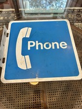 Vintage Bell System Public Telephone Flange Sign 12” Metal picture