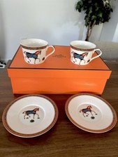 Hermès Cheval D'Orient Tea Cup & Saucer Set 2 Cups 2 Saucers picture