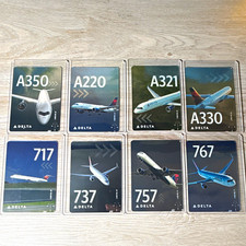 Delta Trading cards Full New Release Boeing and Airbus set 8 card lot picture