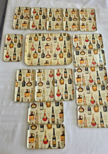 Vintage MCM Alcohol Proof Japan Barware Tray Set Tray & 16 Plates Excellent picture