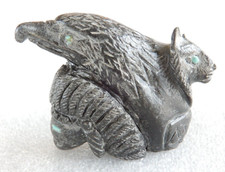 Wildcat, Eagle + Chief Fetish by Dan Quam, Legendary Zuni Carver 2' T x 3
