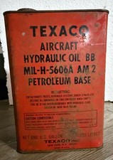 Texaco Aircraft Hydraulic Oil MIL-H-5606A Tin Can 1 Gallon Vintage picture