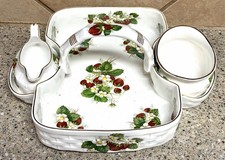 Vintage Hammersley Strawberry Ripe Berry Tea Basket Sugar & Creamer Original Box picture