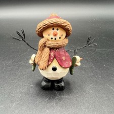 Vtg Blossom Bucket Suzi Skoglund Snowman Figurine Shovel Wire Baby Signed FLAW picture