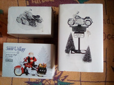 Harley Davidson The Original Snow Village Department 56 3 Pieces Used In The Box picture
