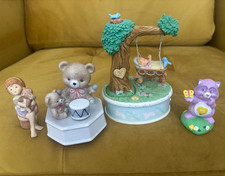 Vintage Enesco Lot of 4 Music Box & Figurines, Baby, Bears and Girl with puppy  picture