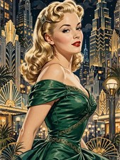 1950s Blonde Evening Gown Pin Up Fridge Magnet Metal 3x4 2190A picture
