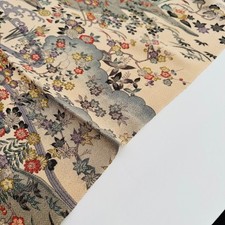 Nirvana #B 14x62 LONG Vintage Japanese Chirimen Kimono Silk Fabric CL10 picture