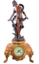 Antique French bronze mantel clock, 1885, Auguste Moreau, 75 cm
