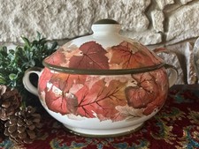 WCL Autumn Leaf Ceramic Soup Tureen with Lid Ladle Fall Harvest Thanksgiving picture