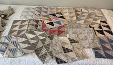 Antique Patchwork Quilt Blocks, 19, Nine Patch W/ Triangles, Calicos, Multi picture
