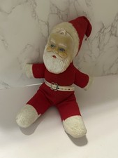 Vintage Santa Rubber Face Plush Made in Japan White Belt READ picture