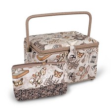 Large Vintage Inspired Sewing Basket with Accessory Case and Organizer Tray picture