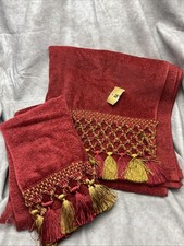 Avanti Decorative Hand Bath Towel Set 3 Maroon Gold Tassels Vintage B7 picture