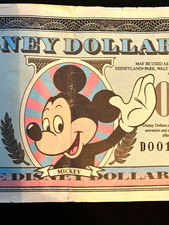 Disney Disney Dollars $1 Note Mickey Mouse 1990 Disneyland Walt Disney World picture