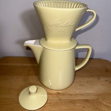 Vintage 3Pc Yellow Melitta #101 Ceramic Pour Over Coffee Maker Complete Set picture
