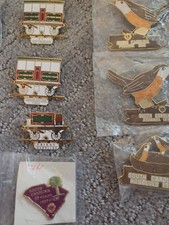Lot 10 Lions Club Pins South Carolina Train Wagon Charleston 1834 Wren Bird 1981 picture