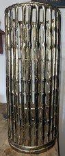 Faux Bamboo Umbrella Cane Holder 19x8 MCM Hollywood Regency Gold Color Metal picture