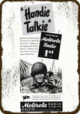 1944 MOTOROLA HANDIE TALKIE RADIO Vintage Look * DECORATIVE REPLICA METAL SIGN * picture