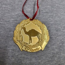 Vintage R.J. Reynolds Camel Christmas Ornament Gold Tone Tobacco Advertising 2.5 picture