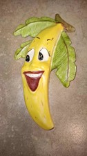 6 Vintage Kitsch Anthropomorphic Ceramic Smiling Fruit Wall Plaque Decor *READ* picture