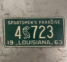 1963 Louisiana 4 Digit License Plate Low Number picture