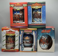 5x Budweiser Holiday Stein Lot with Boxes & COA - 2000-2003, 2007-5mzr picture