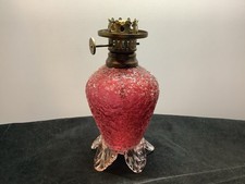 Antique Pink Fritz or Overshot Glass Pattern Mini Antique Victorian Lamp Base picture