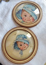 2 Maud Tousey Fangel Framed Blue Bonnet Pictures - Domed Bubble Glass picture