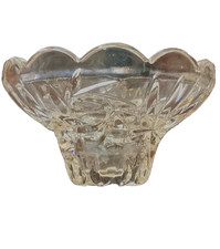 Vintage Pair Of Clear Glass Flower Candle Holders Heavy picture