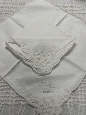 Vintage BM Jabara Batenburg Trimmed White Cotton Placemats & Napkins NOS picture