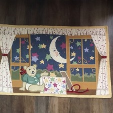 Vintage Katha Diddle Rare Wool Needlepoint Baby Nursery Tapestry / Rug 35”x23” picture