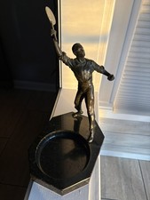 1920s-1930s German Cast Art Deco Era Action Tennis Player Mounted On Marble Base picture