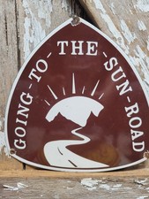 VINTAGE GLACIER NATIONAL PARK PORCELAIN SIGN RARE OLD GOING TO THE SUN MONTANA picture