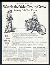 1912 Yale motorcycle tandem art vintage print ad picture